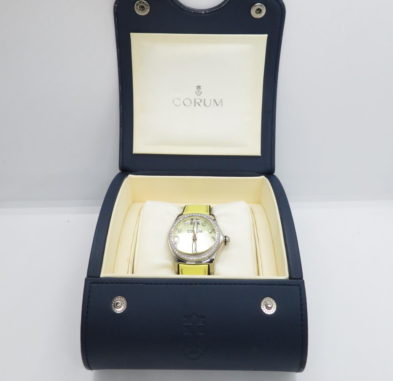 Corum Bubble watch diamond bezel and original box in near mint condition - Image 9 of 10