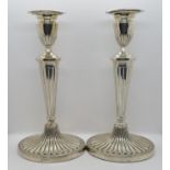 Set of silver HM 12" weighted base silver candlesticks English HM