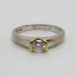 Solitaire diamond .33ct in 18ct white/yellow gold 4.18g ring size O