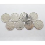 4x Paddington Bear and 4x tom kitten 50p coins