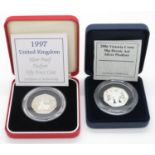 2006 Victoria Cross 50p Piedfort silver in box and 1997 silver proof Piedfort 50p in box