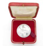 Beautifully red leather boxed medal HM silver 1856 - 1956 British India Steam Navigation Company