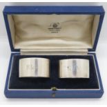 Silver heavy napkin rings in box 110g