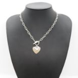 HM silver Tiffany style necklace with hearts, one set with diamond 23.3g