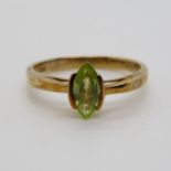 9ct gold ring with yellow stone 2g size O