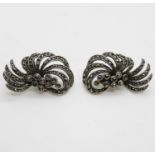 Vintage silver and marquisite clip on earrings 9.6g
