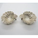 Pair of HM silver fine detail 5" shell bon bon dishes great HM for London maker HF 342g