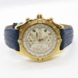 18ct gold Breitling Chronograph Automatic model number K13352 - not original strap - with box