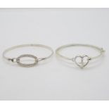 2x HM silver bracelets set with CZ stones 19g