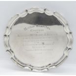 6" diameter silver tray 182g for Mayday Hospital, Croydon 1935
