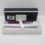 Cross fountain pen with iridescent burgundy enamel in as new condition with box and outer box and
