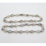 2x Celtic silver bracelet set with oval blue topaz stones matching pair fully HM 7.5" 20g