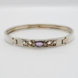 Silver celtic style bangle with marquis amethyst 2.5" 18.6g Fully HM