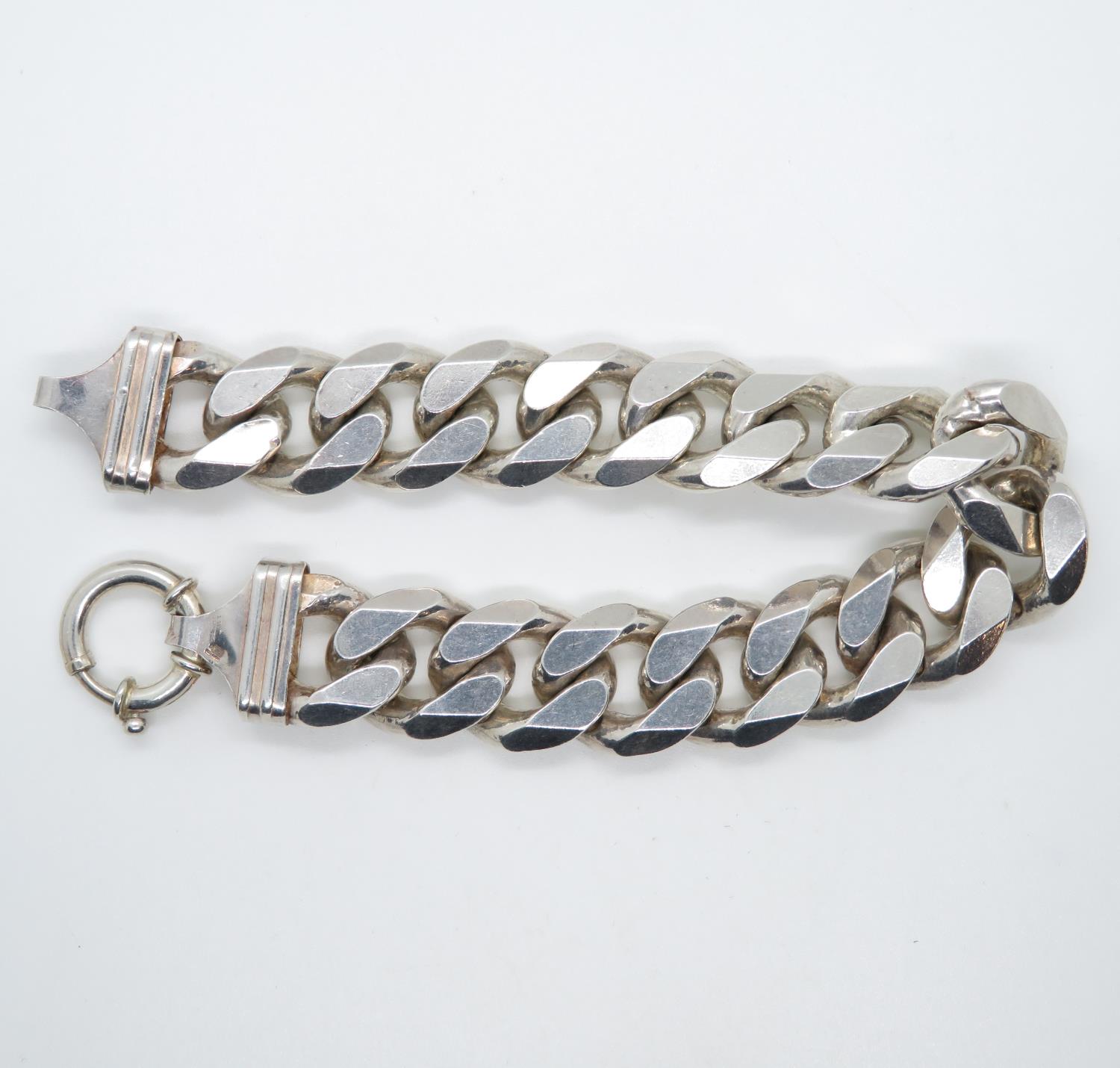 Chunky men's silver bracelet 8" long 105.4g