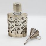 Sterling silver HM perfume bottle with funnel boxed