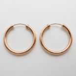 Pair of 1" diameter 9ct rose gold earrings 1.5g