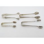 4 pairs silver sugar tongs