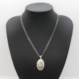 Silver locket in style of Mackintosh on 18" silver chain 11.9g