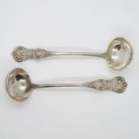 Pair of silver toddy spoons 7" long Glasgow HM 1855 94g