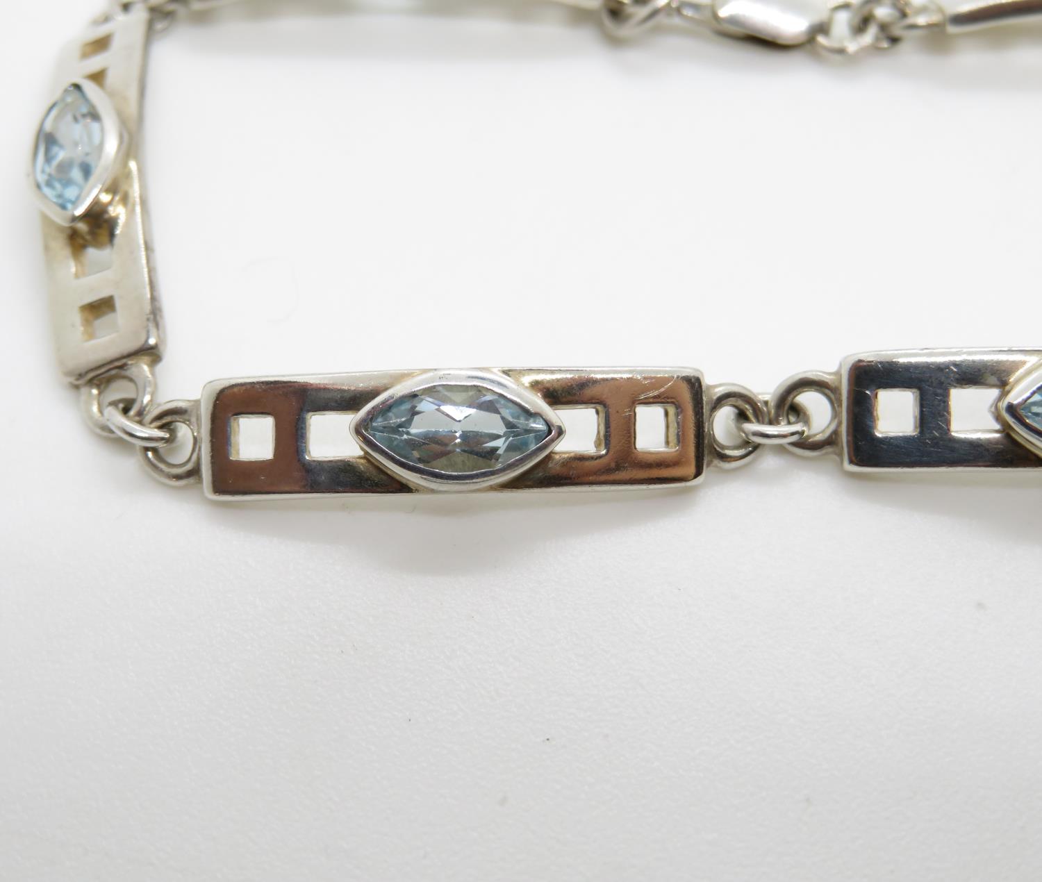 Vintage silver bracelet in style of Mackintosh set with blue topaz HM Edinburgh 2000 7.75" 14.1g - Image 2 of 3