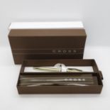 Cross fountain pen in gold with 18ct nib - as new condition - with inner and outer box and paperwork