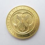Yellow metal medallion awarded by Edinburgh Uni. to Walter David Muir 1907 1908 Robert Wilson
