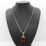 Baltic amber on silver belcher chain