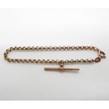 9ct gold 7" bracelet with T bar 2.9g