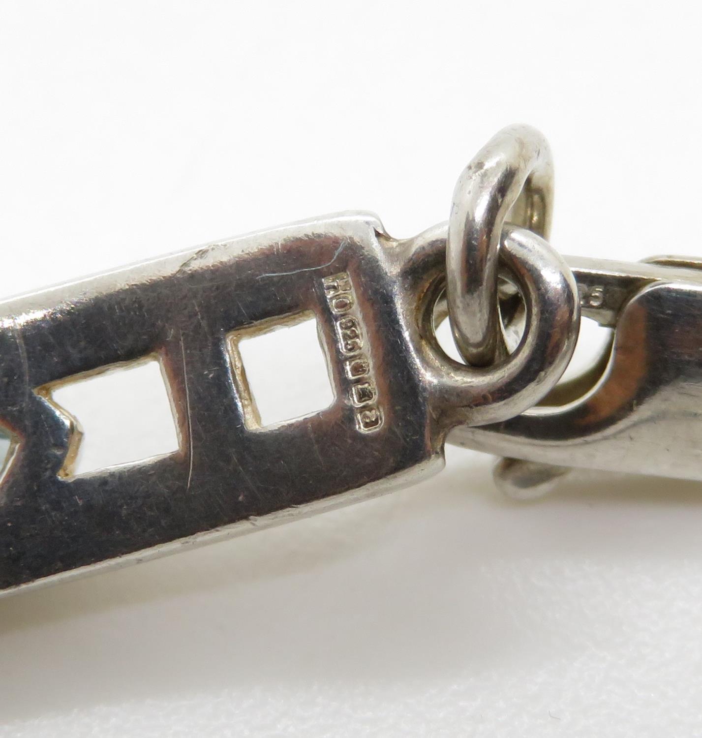 Vintage silver bracelet in style of Mackintosh set with blue topaz HM Edinburgh 2000 7.75" 14.1g - Image 3 of 3