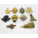 10x Military cap badges with lugs and sliders all intact