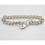 Silver bracelet with lock and chain HM London 1979 7.5" 36.8g