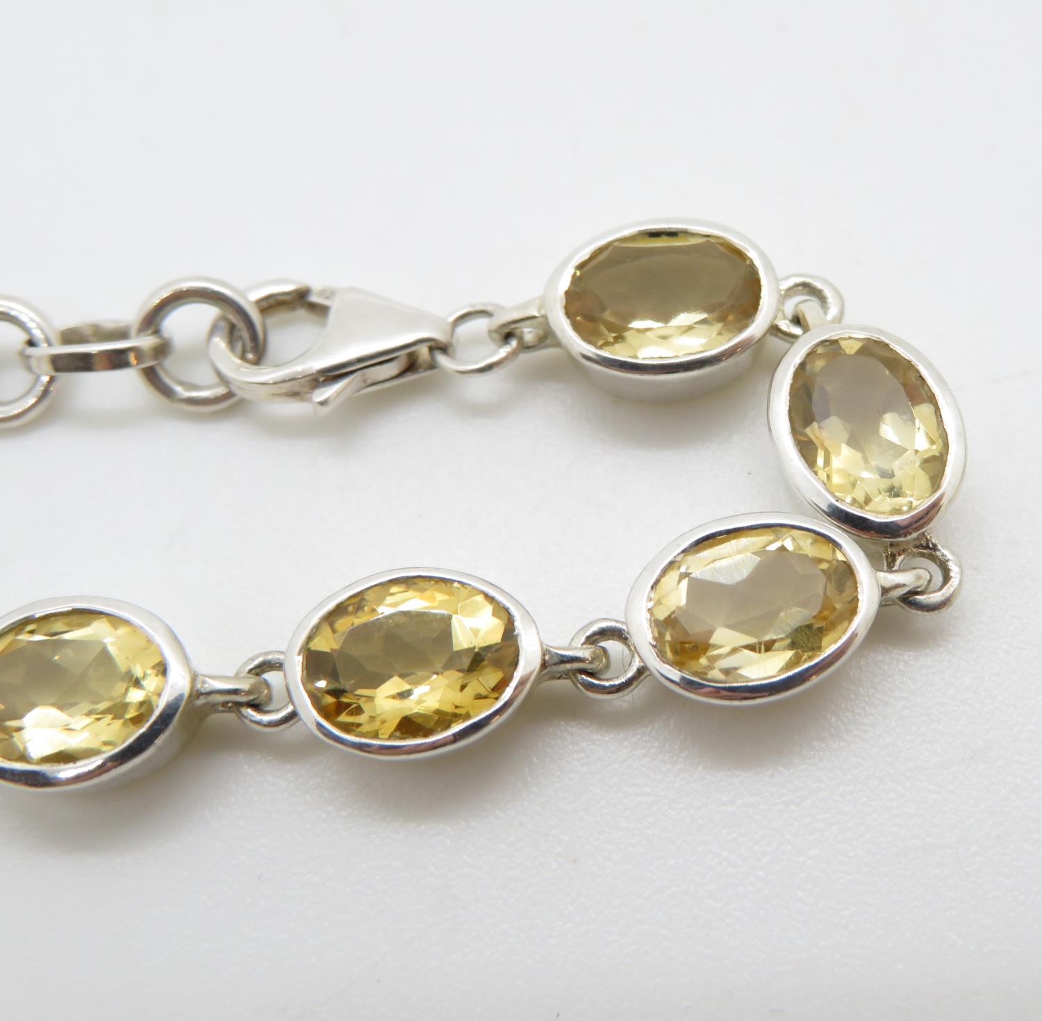 Vintage silver bracelet set with 12 citrines 8" 14.5g - Image 2 of 2