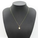 9ct gold coffee bean pendant on gold chain .7g