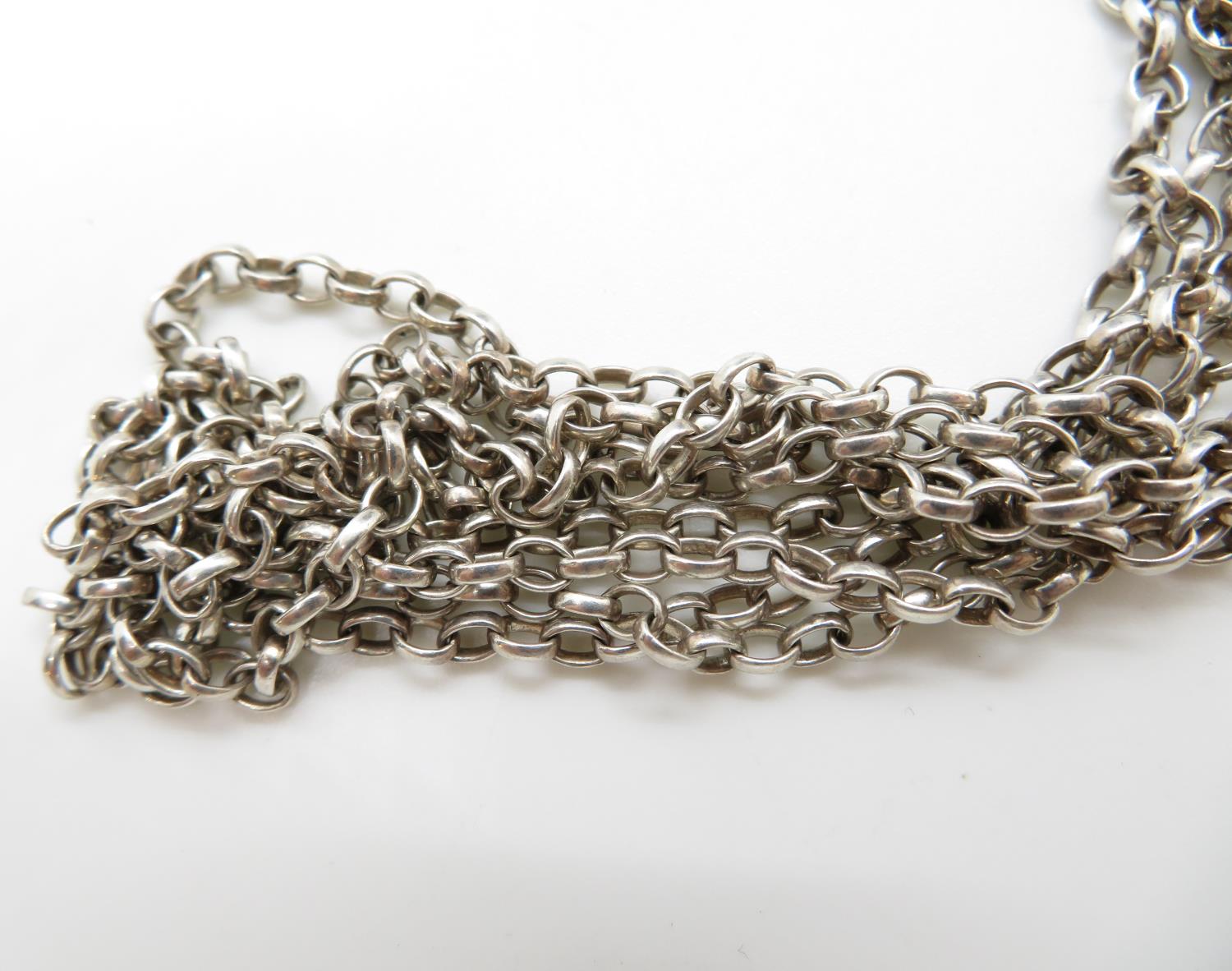 52" silver belcher muff chain 29g - Image 2 of 2