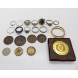 Collection of costume jewellery and coins