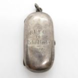 Silver HM sovereign holder engraved RUFC Richard Fowler 1900