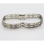 Silver Mackintosh style bracelet by Kit Heath Edinburgh HM stamped KH 96 6" 11.9g