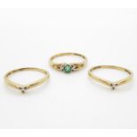 Triple stacker ring in 9ct gold with emerald centre stone and celtic designs 4.9g sizeT