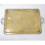 Silver mounted Chinese tray with full English early Victorian HM - maker EHS - Young Victorian
