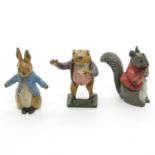 Set of Beatrix Potter cold painted lead figures