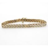 Gold 9ct and diamond bracelet 10.1g 7" long