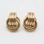 9ct tri-tone stylised design stud earrings