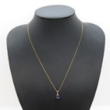 9ct gold necklace with amethyst pendant