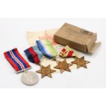 WW2 Boxed Navy Medals Inc Atlantic & Africa Starts Etc