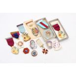 12 x Assorted Vintage MASONIC Medals / Jewels & Badges Inc Steward, Boxed Etc