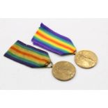 2 x WW1 Victory Medals Named Inc 47345 Pte P.C.V Morgan - Essex Regiment Etc