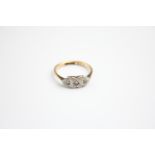 antique 9ct & platinum diamond trilogy ring 2.1g