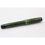 Vintage PARKER Duofold Green FOUNTAIN PEN w/ 14ct Gold Nib WRITING