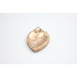 antique 9ct back & front aesthetic movement heart photo locket 3.7g