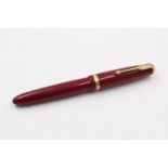 Vintage PARKER Duofold Burgundy FOUNTAIN PEN w/ 14ct Gold Nib WRITING